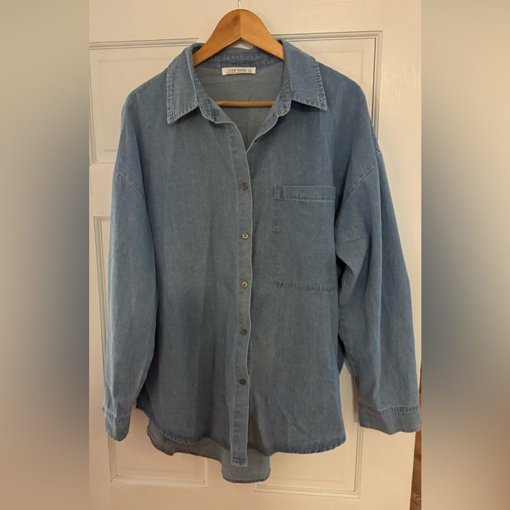 12th Tribe Light Blue Casual Button Down Shirt